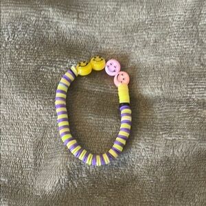 Yellow and Purple Beaded Bracelet with Smiley Faces